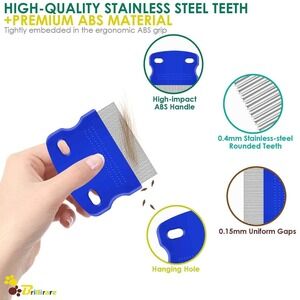 Brillirare Flea Lice Comb Stainless Steel‎ Pet Grooming Tool Dogs Cats